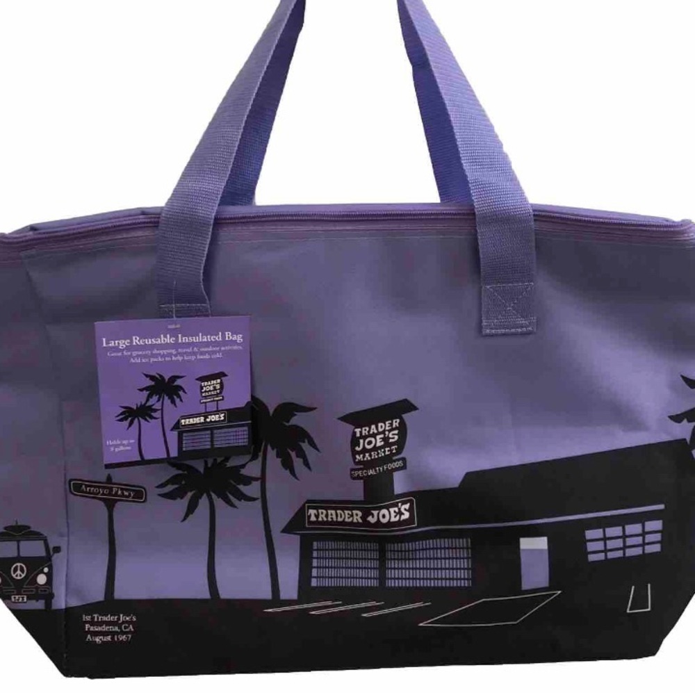 Trader Joe's Insulated Extra Large Cooler Reusable Shopping Bag Lavender